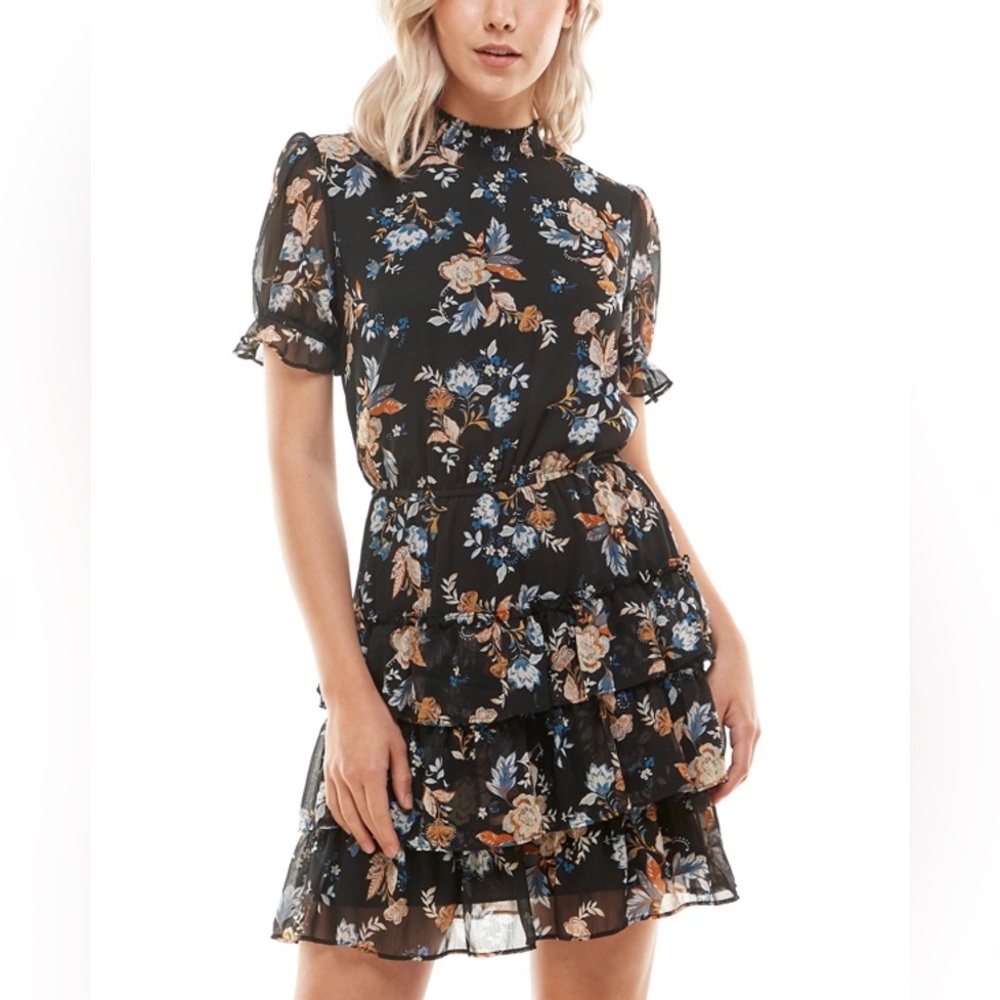 Tiered-Skirt Mock-Neck Dress | Size: Small | NWT